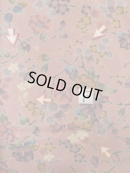 画像19: L1202C  小紋 女性用着物  シルク(正絹)   白, 花 【中古】 【USED】 【リサイクル】 ★★☆☆☆ (19)