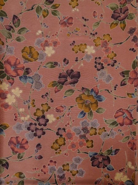 画像3: L1202D  小紋 女性用着物  シルク(正絹)  淡い 桃色, 梅 【中古】 【USED】 【リサイクル】 ★★☆☆☆ (3)