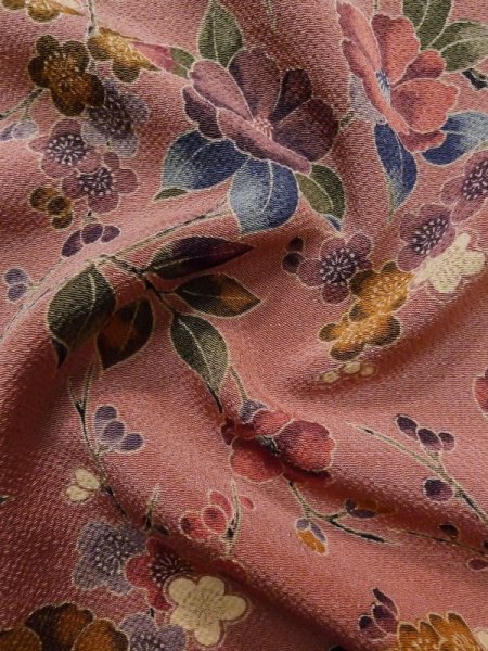 画像12: L1202D  小紋 女性用着物  シルク(正絹)  淡い 桃色, 梅 【中古】 【USED】 【リサイクル】 ★★☆☆☆ (12)