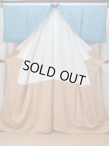 画像2: L1213T  色無地 女性用着物  シルク(正絹)   青緑色,  【中古】 【USED】 【リサイクル】 ★★☆☆☆ (2)