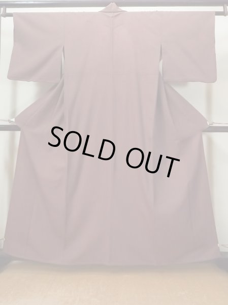 画像1: L1213X  色無地 女性用着物  化繊   茶色,  【中古】 【USED】 【リサイクル】 ★☆☆☆☆ (1)