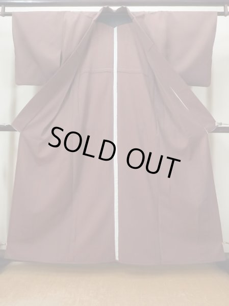 画像2: L1213X  色無地 女性用着物  化繊   茶色,  【中古】 【USED】 【リサイクル】 ★☆☆☆☆ (2)