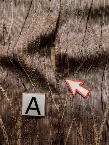 画像14: L1214C  織 女性用着物  化繊  淡い 茶色, 抽象的模様 【中古】 【USED】 【リサイクル】 ★☆☆☆☆ (14)