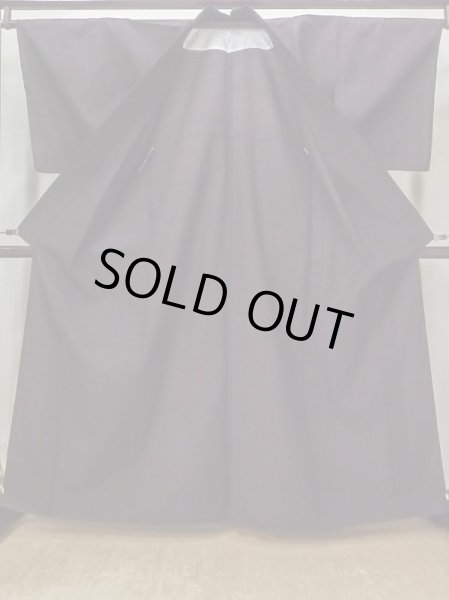 画像2: L1220J Mint  単衣 女性用着物  シルク(正絹)   黒, 麻の葉 【中古】 【USED】 【リサイクル】 ★★★★☆ (2)