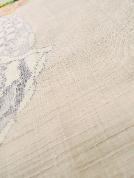 画像10: L1220K  単衣 女性用着物 水車柄 シルク(正絹) 淡い 薄い 桃色, 花 【中古】 【USED】 【リサイクル】 ★★☆☆☆ (10)