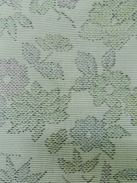 画像6: L1220S  単衣 女性用着物 竹垣柄 シルク(正絹) 淡い 薄い 黄緑色, 花 【中古】 【USED】 【リサイクル】 ★★☆☆☆ (6)