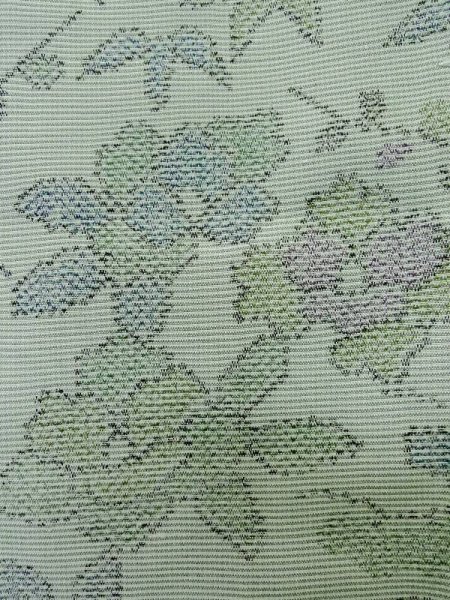 画像7: L1220S  単衣 女性用着物 竹垣柄 シルク(正絹) 淡い 薄い 黄緑色, 花 【中古】 【USED】 【リサイクル】 ★★☆☆☆ (7)