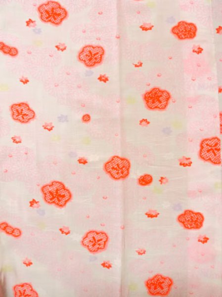 画像4: M0110A  襦袢 女性用着物  モスリン   白, 菊 【中古】 【USED】 【リサイクル】 ★☆☆☆☆ (4)