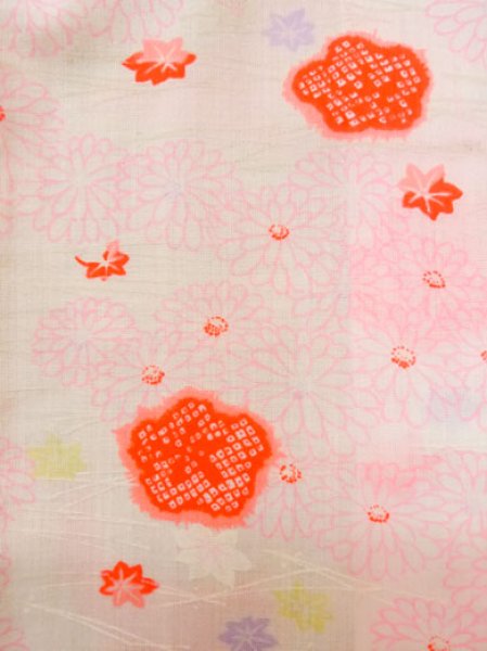 画像7: M0110A  襦袢 女性用着物  モスリン   白, 菊 【中古】 【USED】 【リサイクル】 ★☆☆☆☆ (7)