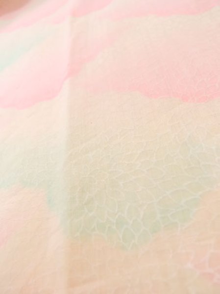 画像9: M0110D  襦袢 女性用着物  モスリン  薄い 桃色, 菊 【中古】 【USED】 【リサイクル】 ★☆☆☆☆ (9)