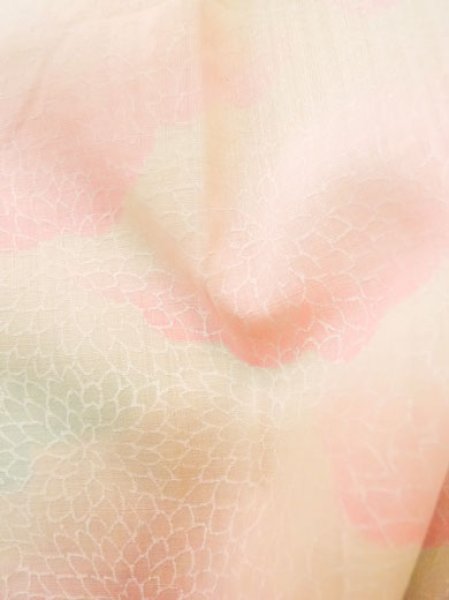 画像10: M0110D  襦袢 女性用着物  モスリン  薄い 桃色, 菊 【中古】 【USED】 【リサイクル】 ★☆☆☆☆ (10)