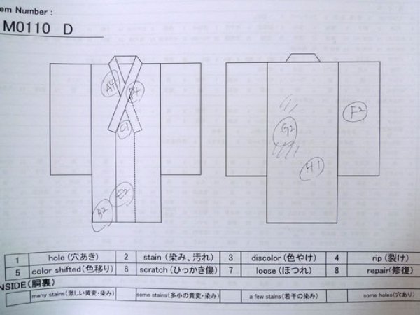 画像12: M0110D  襦袢 女性用着物  モスリン  薄い 桃色, 菊 【中古】 【USED】 【リサイクル】 ★☆☆☆☆ (12)