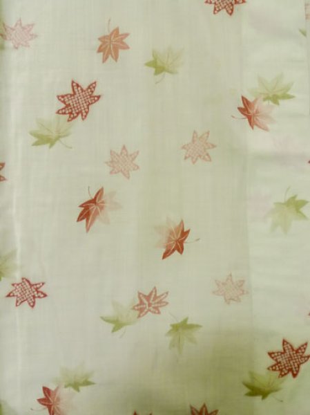 画像4: M0110G  襦袢 女性用着物  モスリン  緑み アイボリー, もみじ 【中古】 【USED】 【リサイクル】 ★☆☆☆☆ (4)