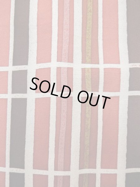 画像5: M0131F  小紋 女性用着物  化繊   白, 線 【中古】 【USED】 【リサイクル】 ★★☆☆☆ (5)