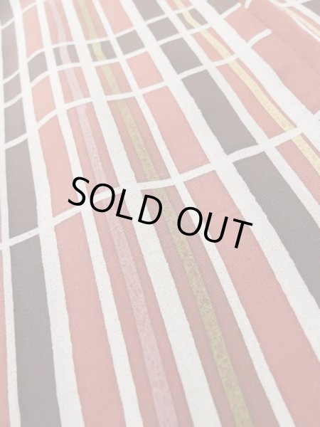 画像10: M0131F  小紋 女性用着物  化繊   白, 線 【中古】 【USED】 【リサイクル】 ★★☆☆☆ (10)