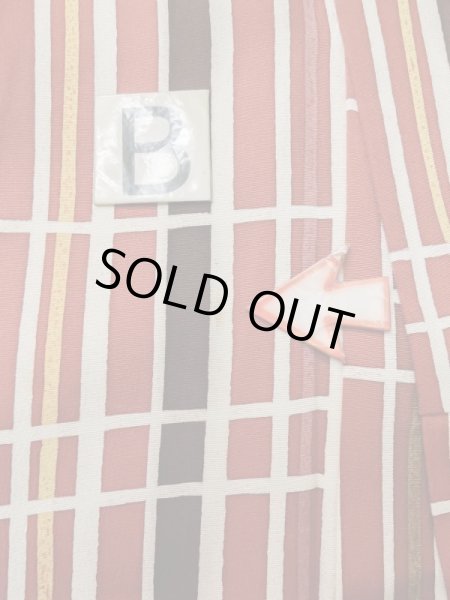 画像15: M0131F  小紋 女性用着物  化繊   白, 線 【中古】 【USED】 【リサイクル】 ★★☆☆☆ (15)