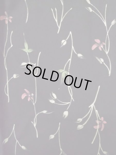 画像3: M0131J Mint  小紋 女性用着物  シルク(正絹)   黒, 花 【中古】 【USED】 【リサイクル】 ★★★★☆ (3)