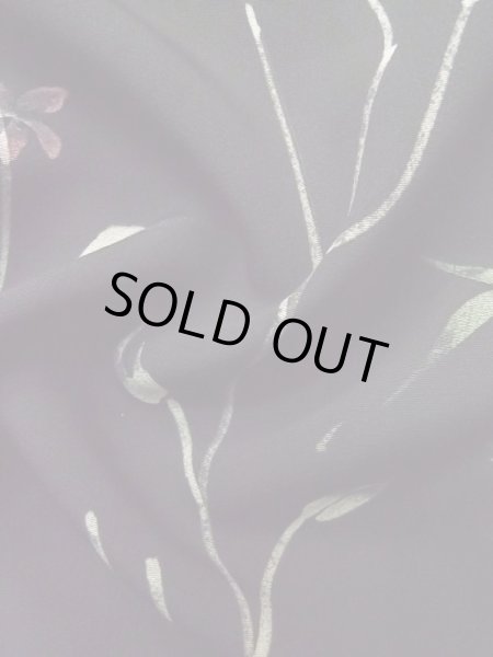 画像12: M0131J Mint  小紋 女性用着物  シルク(正絹)   黒, 花 【中古】 【USED】 【リサイクル】 ★★★★☆ (12)