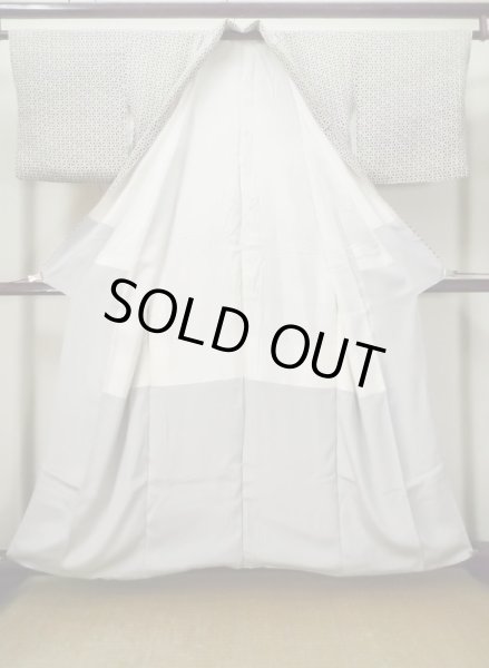 画像2: M0131O  小紋 女性用着物  シルク（正絹）   白, 七宝 【中古】 【USED】 【リサイクル】 ★☆☆☆☆ (2)