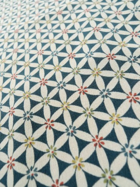 画像7: M0131O  小紋 女性用着物  シルク(正絹)   白, 七宝 【中古】 【USED】 【リサイクル】 ★☆☆☆☆ (7)