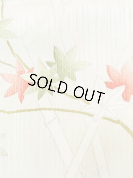 画像7: M0131W  小紋 女性用着物  シルク(正絹)  光沢のある オフ ホワイト, 梅 【中古】 【USED】 【リサイクル】 ★★☆☆☆ (7)