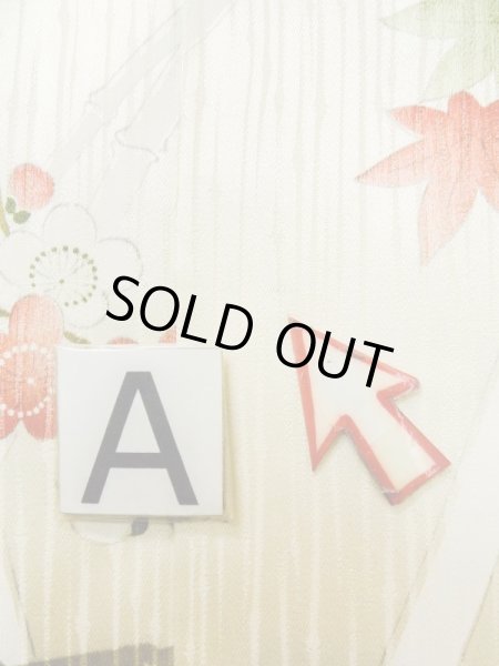 画像14: M0131W  小紋 女性用着物  シルク(正絹)  光沢のある オフ ホワイト, 梅 【中古】 【USED】 【リサイクル】 ★★☆☆☆ (14)