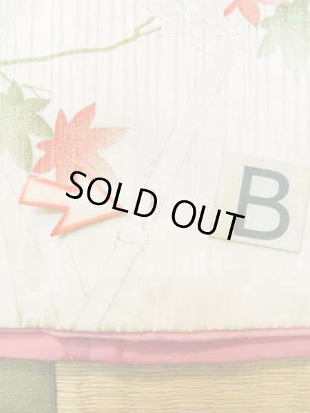 画像15: M0131W  小紋 女性用着物  シルク(正絹)  光沢のある オフ ホワイト, 梅 【中古】 【USED】 【リサイクル】 ★★☆☆☆ (15)