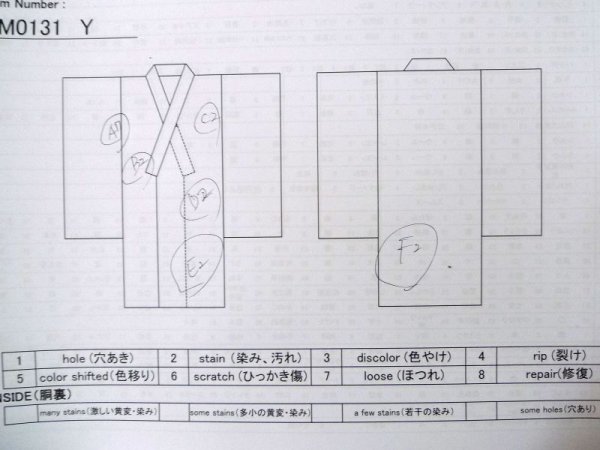 画像13: M0131Y  小紋 女性用着物  シルク（正絹）   黒, 抽象的模様 【中古】 【USED】 【リサイクル】 ★☆☆☆☆ (13)