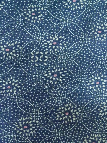 画像4: M0201A  小紋 女性用着物  化繊  淡い 青, 花 【中古】 【USED】 【リサイクル】 ★★☆☆☆ (4)