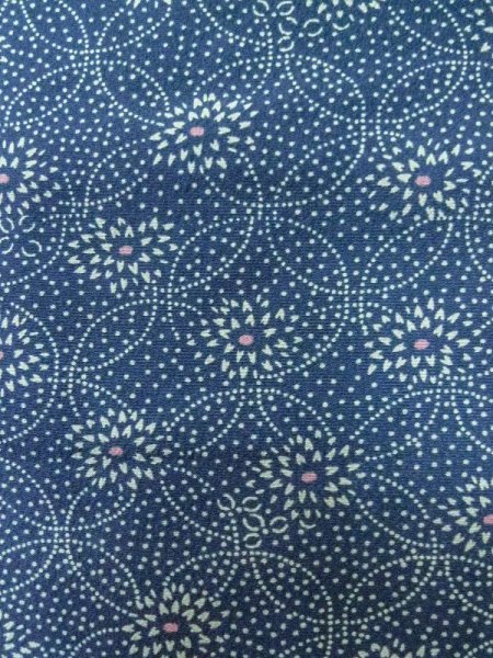 画像5: M0201A  小紋 女性用着物  化繊  淡い 青, 花 【中古】 【USED】 【リサイクル】 ★★☆☆☆ (5)