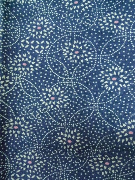 画像6: M0201A  小紋 女性用着物  化繊  淡い 青, 花 【中古】 【USED】 【リサイクル】 ★★☆☆☆ (6)