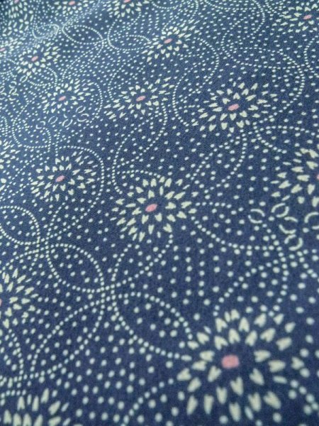 画像7: M0201A  小紋 女性用着物  化繊  淡い 青, 花 【中古】 【USED】 【リサイクル】 ★★☆☆☆ (7)