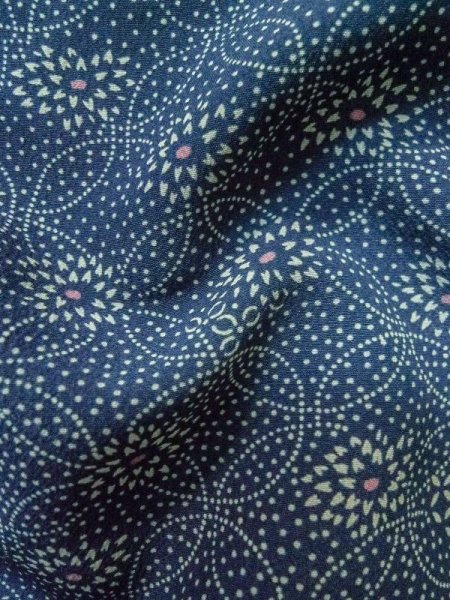 画像10: M0201A  小紋 女性用着物  化繊  淡い 青, 花 【中古】 【USED】 【リサイクル】 ★★☆☆☆ (10)