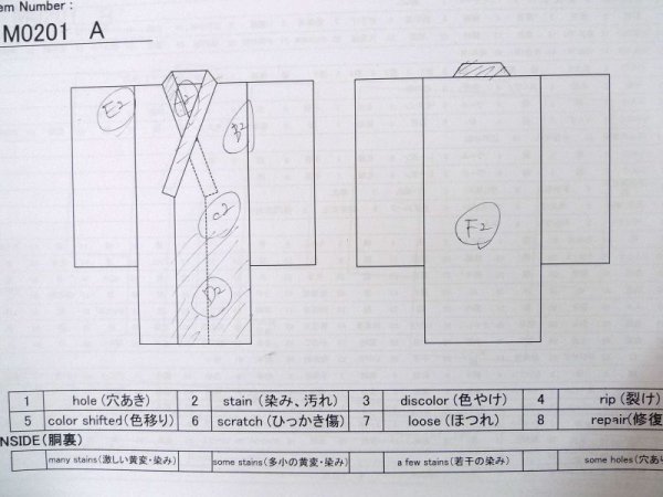 画像12: M0201A  小紋 女性用着物  化繊  淡い 青, 花 【中古】 【USED】 【リサイクル】 ★★☆☆☆ (12)