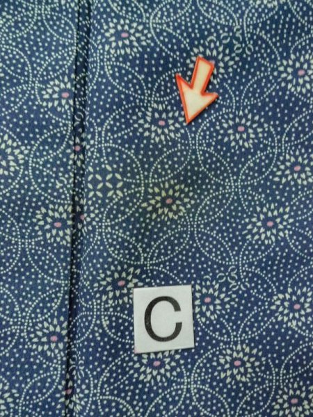 画像15: M0201A  小紋 女性用着物  化繊  淡い 青, 花 【中古】 【USED】 【リサイクル】 ★★☆☆☆ (15)