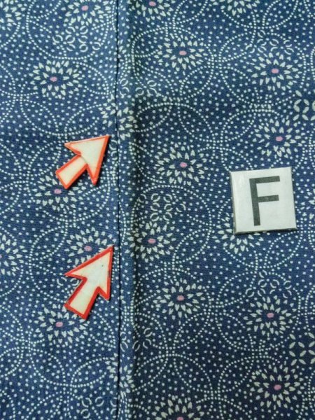 画像18: M0201A  小紋 女性用着物  化繊  淡い 青, 花 【中古】 【USED】 【リサイクル】 ★★☆☆☆ (18)