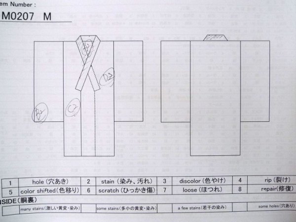 画像11: M0207M  男性用浴衣 男性用着物  綿   藍, 縞 【中古】 【USED】 【リサイクル】 ★★☆☆☆ (11)