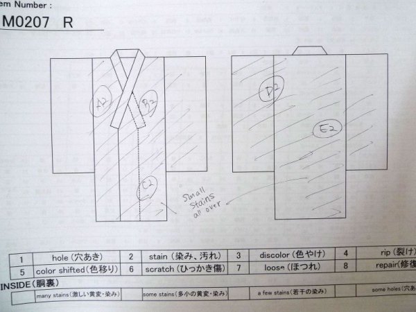 画像11: M0207R  男性用浴衣 男性用着物  綿   藍, 抽象的模様 【中古】 【USED】 【リサイクル】 ★★☆☆☆ (11)