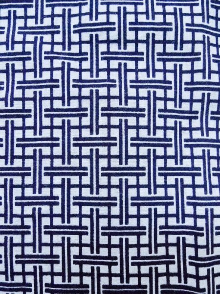 画像5: M0207T  男性用浴衣 男性用着物  綿   藍, チェック柄 【中古】 【USED】 【リサイクル】 ★★★☆☆ (5)