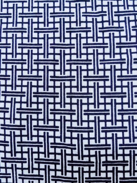 画像6: M0207T  男性用浴衣 男性用着物  綿   藍, チェック柄 【中古】 【USED】 【リサイクル】 ★★★☆☆ (6)