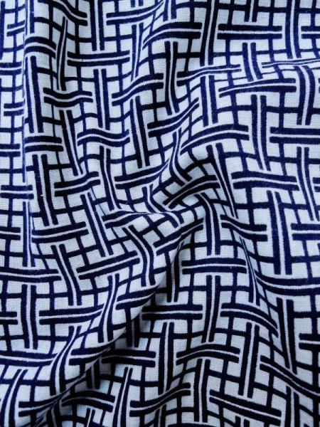 画像9: M0207T  男性用浴衣 男性用着物  綿   藍, チェック柄 【中古】 【USED】 【リサイクル】 ★★★☆☆ (9)