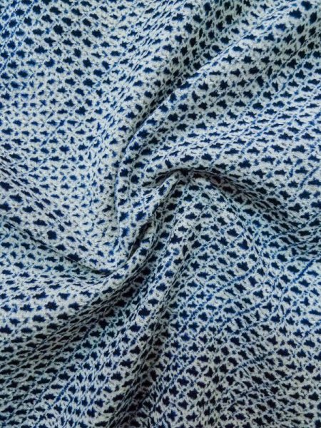 画像9: M0207Z  男性用浴衣 男性用着物 有松絞 綿   藍, かのこ 【中古】 【USED】 【リサイクル】 ★★☆☆☆ (9)