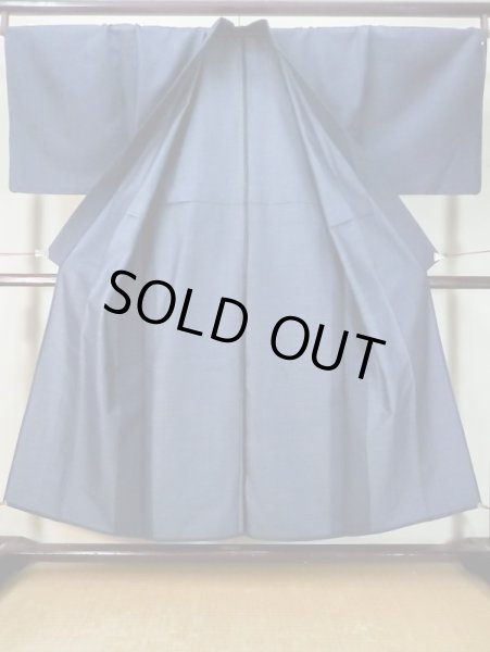 画像2: M0214H  男性用着物 男性用着物  ウール   紺, 亀甲 【中古】 【USED】 【リサイクル】 ★☆☆☆☆ (2)