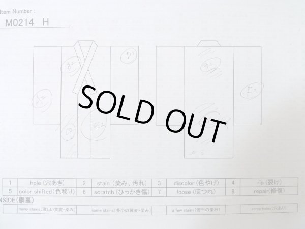 画像11: M0214H  男性用着物 男性用着物  ウール   紺, 亀甲 【中古】 【USED】 【リサイクル】 ★☆☆☆☆ (11)