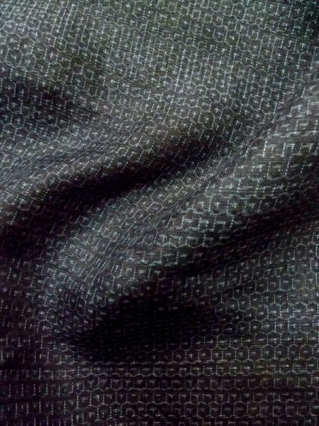 画像10: M0214I Mint  男性用着物 男性用着物  麻  茶色み 黒, 亀甲 【中古】 【USED】 【リサイクル】 ★★★★☆ (10)