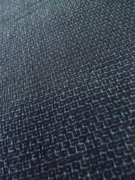 画像7: M0214L  男性用着物 男性用着物 塩沢紬 シルク(正絹)  青み 黒, 亀甲 【中古】 【USED】 【リサイクル】 ★★★★☆ (7)