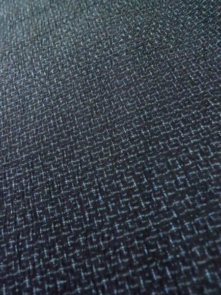 画像8: M0214L  男性用着物 男性用着物 塩沢紬 シルク(正絹)  青み 黒, 亀甲 【中古】 【USED】 【リサイクル】 ★★★★☆ (8)