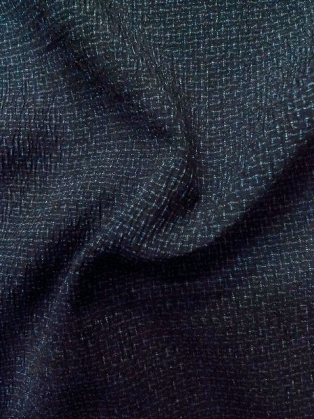 画像10: M0214L  男性用着物 男性用着物 塩沢紬 シルク(正絹)  青み 黒, 亀甲 【中古】 【USED】 【リサイクル】 ★★★★☆ (10)