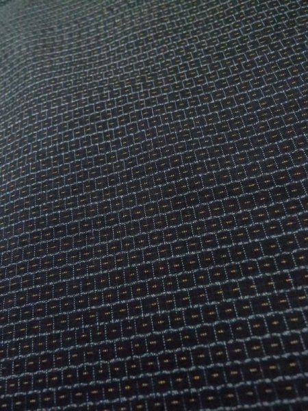 画像7: M0214N  男性用着物 男性用着物  シルク（正絹）   黒, 幾何学模様 【中古】 【USED】 【リサイクル】 ★☆☆☆☆ (7)