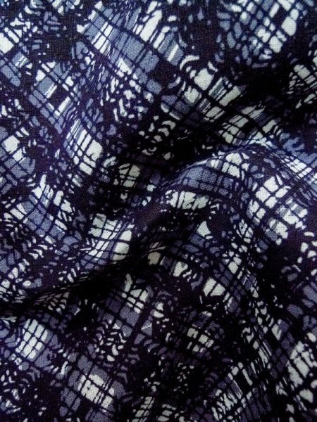 画像9: M0301C  浴衣(日本製) 女性用着物  綿   青, 抽象的模様 【中古】 【USED】 【リサイクル】 ★★★☆☆ (9)